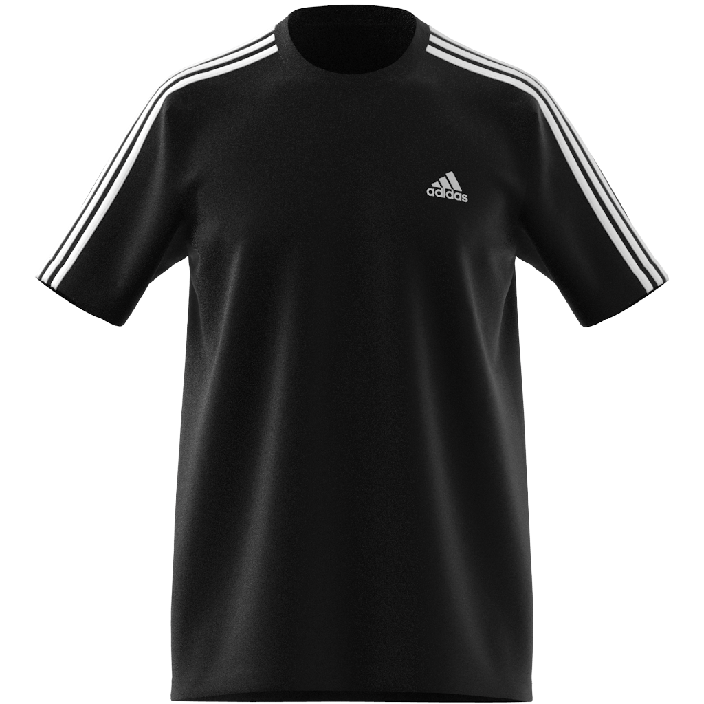 T SHIRT ESSENTIALSSINGLE JERSEY 3 STRIPES BLACK