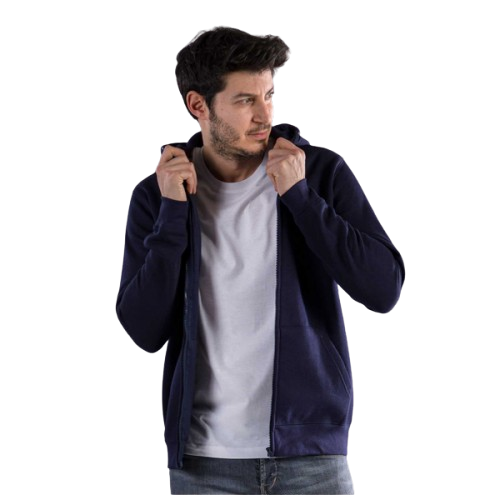 FELPA CAPPUCCIO E ZIP NAVY